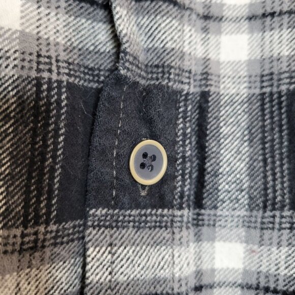 Jachs Men's XL Plaid Flannel Thick Button Front Shirt Black White - Picture 3 of 8